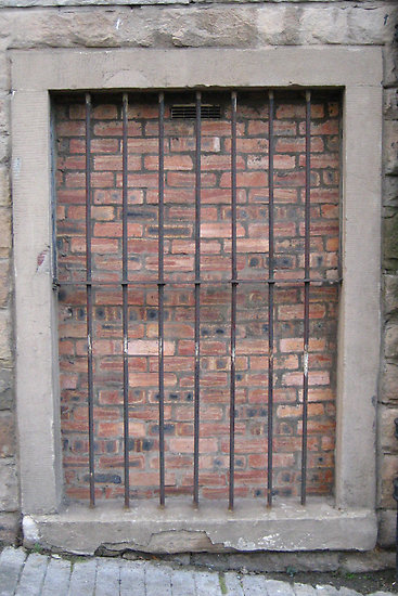 Bricks behind bars - view blocked